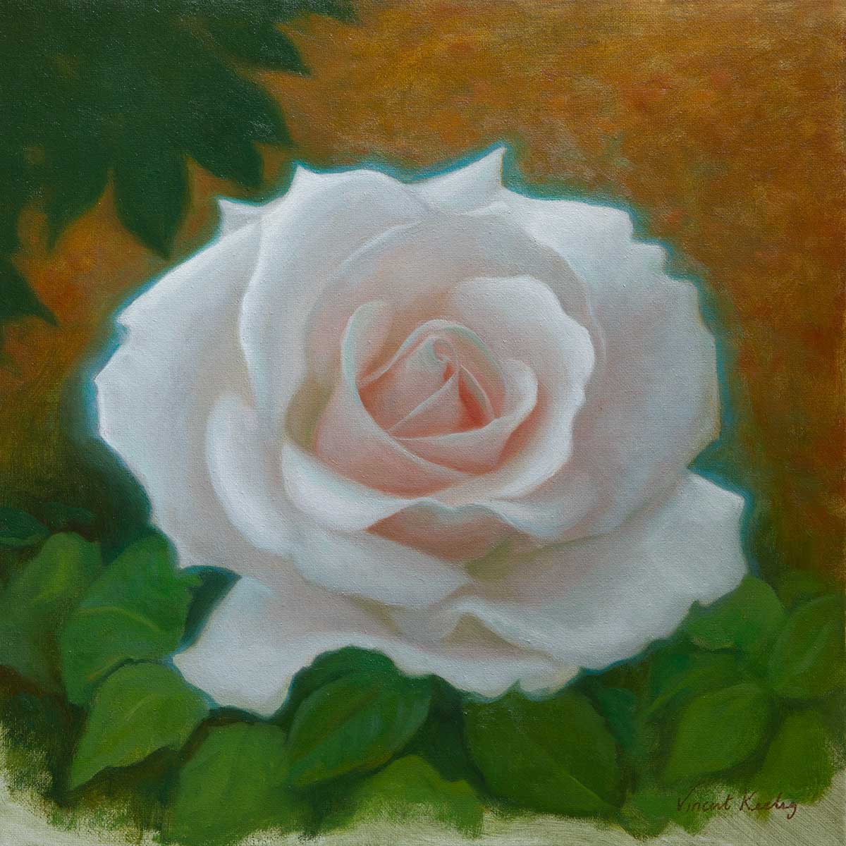 New Beginnings: A White Rose Painting – Vincent Keeling