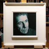 Framed painting of Leonard Cohen by Vincent Keeling