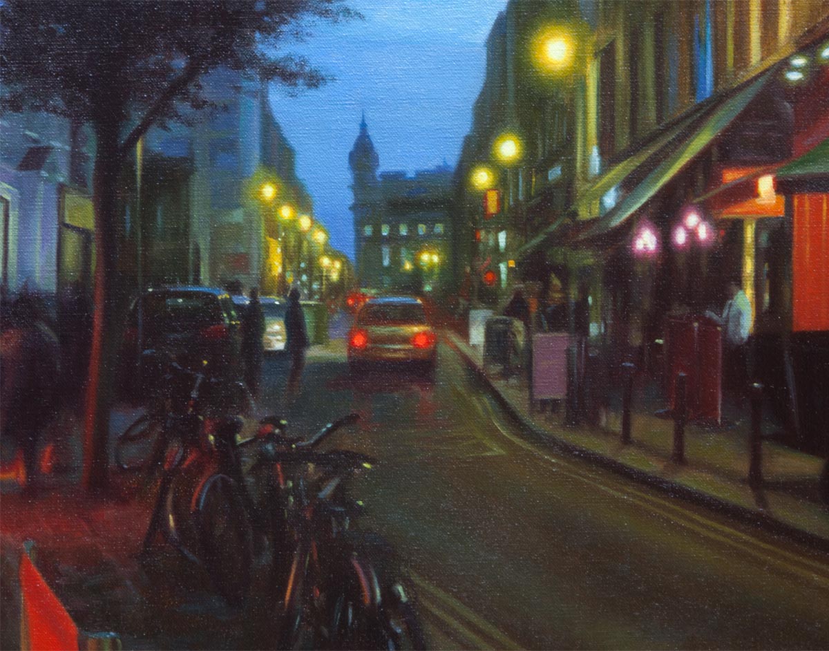Evening Light on South William Street Oil Painting Vincent Keeling