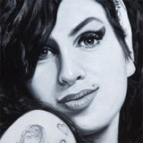 Detail of painting of Amy Winehouse