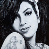 Oil painting of Amy Winehouse, by artist Vincent Keeling