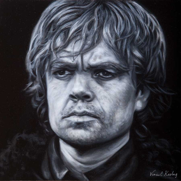 Black and white painting of Peter Dinklage, who plays the wonderful Tyrion Lannister in Game of Thrones
