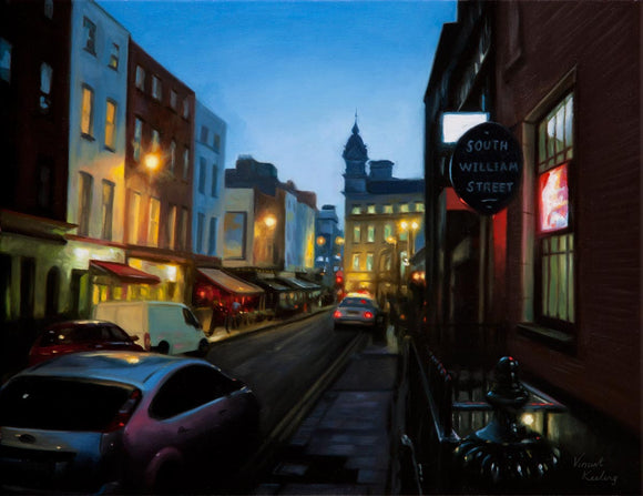 Evening Falls on South William Street - Oil Painting - SOLD