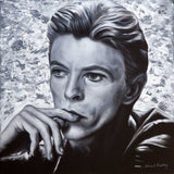 Giclee print of David Bowie from a black and white portrait painting, by Vincent Keeling