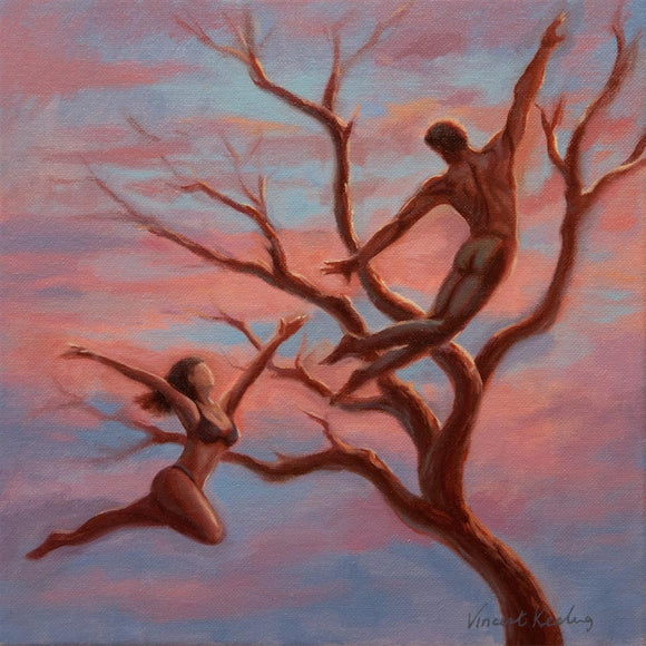 Leap of Faith - Warm Sky - Small Oil Painting
