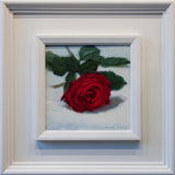 A Single Red Rose - Small Oil Painting