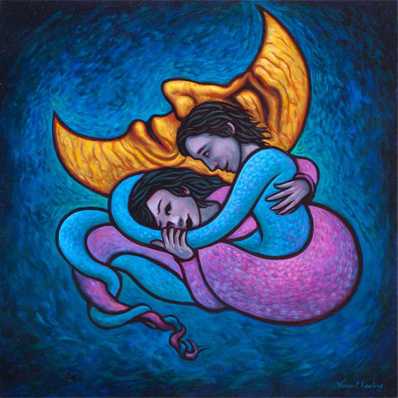 Lovers under a smiling moon - Limited Edition Print