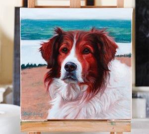 Portrait painting of Rufus the dog